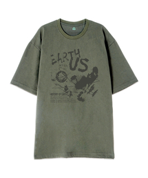 [オーバーサイズ]アースウィズアース 13番手綿ラウンドネック半袖Tシャツ_カーキ
