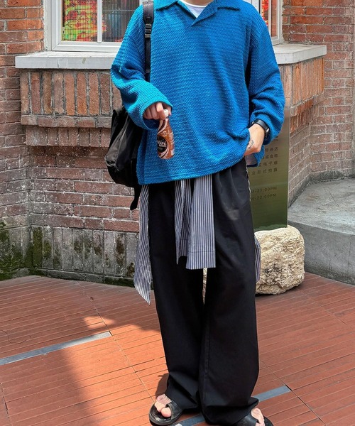 ASCLO（エジュクロ）の「ASCLO／シャツレイヤードスラックス（スラックス・メンズ・その他1/ブラック・MEDIUM/LARGE）」の5枚目の写真