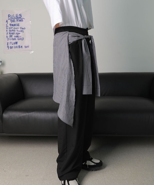 ASCLO（エジュクロ）の「ASCLO／シャツレイヤードスラックス（スラックス・メンズ・その他1/ブラック・MEDIUM/LARGE）」の10枚目の写真