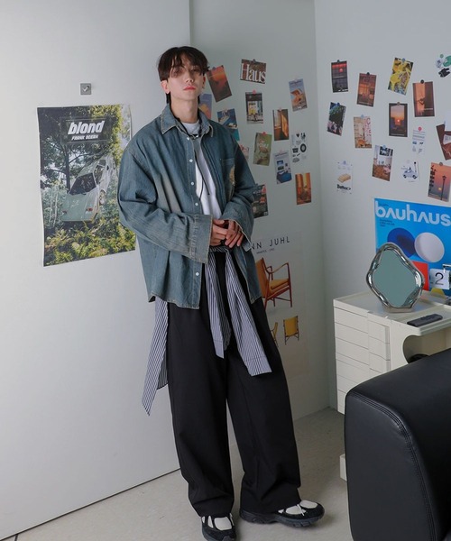 ASCLO（エジュクロ）の「ASCLO／シャツレイヤードスラックス（スラックス・メンズ・その他1/ブラック・MEDIUM/LARGE）」の11枚目の写真