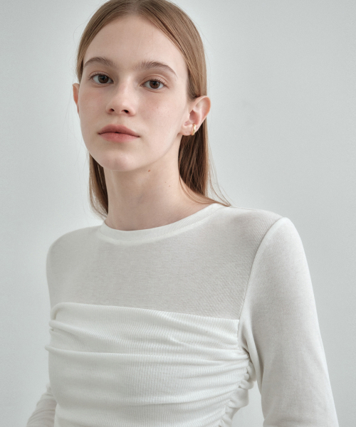 MONGDOL(モンドル)の「チューブトップシャーリングレイヤードTシャツホワイト MDTS083WHITE(Tシャツ/カットソー・レディース・F・FREE)」の5枚目の写真