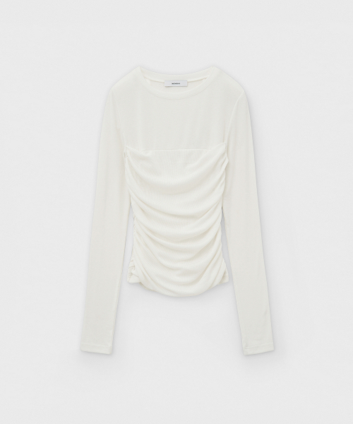 MONGDOL(モンドル)の「チューブトップシャーリングレイヤードTシャツホワイト MDTS083WHITE(Tシャツ/カットソー・レディース・F・FREE)」の6枚目の写真