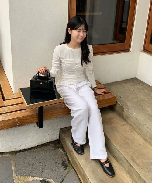 MONGDOL(モンドル)の「チューブトップシャーリングレイヤードTシャツホワイト MDTS083WHITE(Tシャツ/カットソー・レディース・F・FREE)」の9枚目の写真