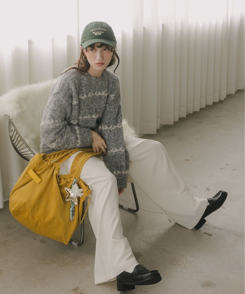 210nouve（トゥージュヌーブ）の「ミックス ボーダー オーバーサイズ ニット（ニット/セーター・レディース・グレー/ネイビー/ピンク/ブラウン・FREE）」の22枚目の写真