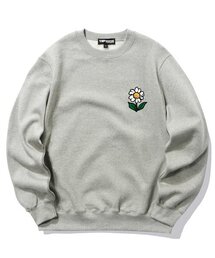 シングルフラワーロゴクルーネック - グレー