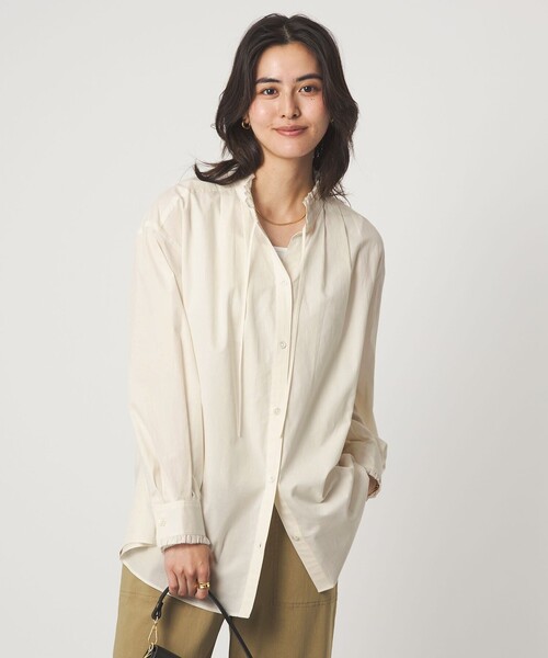 green label relaxing（グリーンレーベルリラクシング）の「［size SHORTあり］フリルネック ブラウス（シャツ/ブラウス・レディース・ライトブルー/ホワイト/ライム/イエロー/ネイビー・FREE/SHORT）」の13枚目の写真