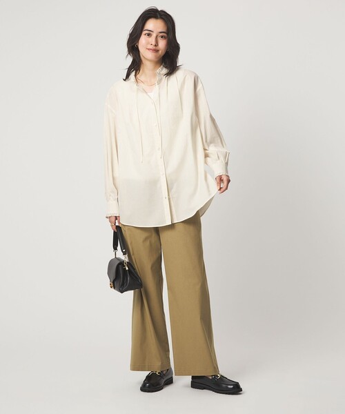 green label relaxing（グリーンレーベルリラクシング）の「［size SHORTあり］フリルネック ブラウス（シャツ/ブラウス・レディース・ライトブルー/ホワイト/ライム/イエロー/ネイビー・FREE/SHORT）」の16枚目の写真