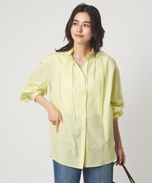 green label relaxing（グリーンレーベルリラクシング）の「［size SHORTあり］フリルネック ブラウス（シャツ/ブラウス・レディース・ライトブルー/ホワイト/ライム/イエロー/ネイビー・FREE/SHORT）」の17枚目の写真