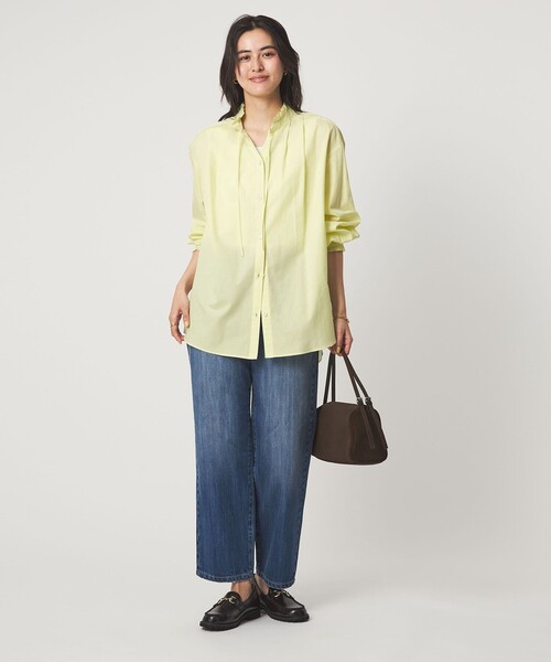 green label relaxing（グリーンレーベルリラクシング）の「［size SHORTあり］フリルネック ブラウス（シャツ/ブラウス・レディース・ライトブルー/ホワイト/ライム/イエロー/ネイビー・FREE/SHORT）」の18枚目の写真