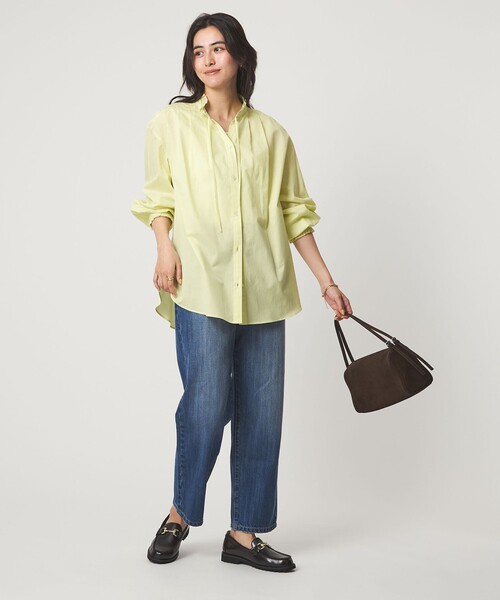 green label relaxing（グリーンレーベルリラクシング）の「［size SHORTあり］フリルネック ブラウス（シャツ/ブラウス・レディース・ライトブルー/ホワイト/ライム/イエロー/ネイビー・FREE/SHORT）」の19枚目の写真