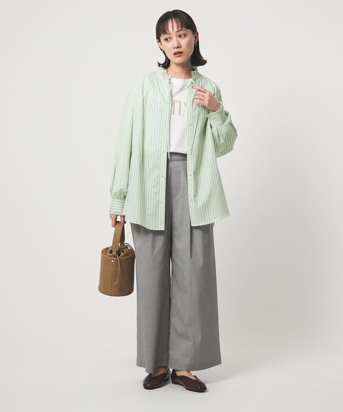 green label relaxing（グリーンレーベルリラクシング）の「［size SHORTあり］フリルネック ブラウス（シャツ/ブラウス・レディース・ライトブルー/ホワイト/ライム/イエロー/ネイビー・FREE/SHORT）」の21枚目の写真