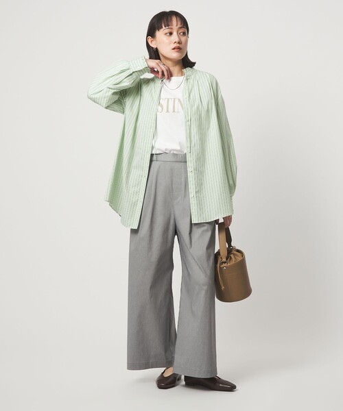 green label relaxing（グリーンレーベルリラクシング）の「［size SHORTあり］フリルネック ブラウス（シャツ/ブラウス・レディース・ライトブルー/ホワイト/ライム/イエロー/ネイビー・FREE/SHORT）」の22枚目の写真