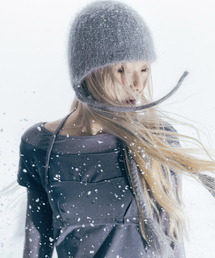 OJOS（オホス）の「Double Strap Angora Beanie / Grey（ニットキャップ/ビーニー）」