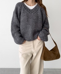 CANAL JEAN | El mar ウール混ローゲージVニット(ニット/セーター)