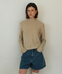 FUR HALF NECK T-SHIRT BEIGE