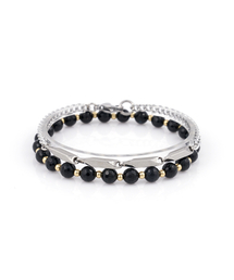 JBANS CLASSIC（ジェイバンスクラシック）の「Prism Point Chain 667 Black Gold Raw Stone 716 Bracelet Set (C2301-SE281_BK)（ブレスレット）」