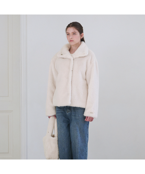 MICANE（ミケーネ）の「ヒバファージャケット-ミニバッグセットアップ（ムートンコート・レディース・ミックスグレー/クリーム・SMALL/MEDIUM/LARGE/X-LARGE）」の2枚目の写真