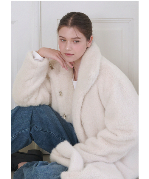 MICANE（ミケーネ）の「ヒバファージャケット-ミニバッグセットアップ（ムートンコート・レディース・ミックスグレー/クリーム・SMALL/MEDIUM/LARGE/X-LARGE）」の4枚目の写真