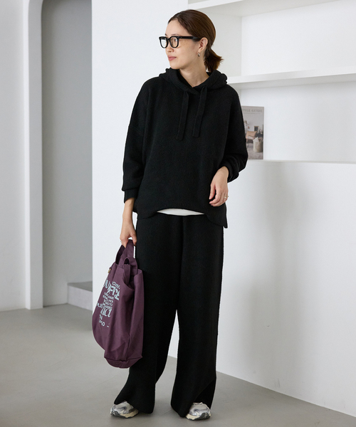 SLOBE IENA イエナ エアリーワイドシルエットフーディー ニット セットアップ対応可》エアリーワイドシルエットフーディー（ニット