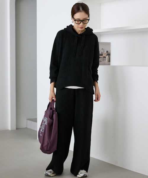 セットアップ対応可》エアリーワイドシルエットフーディー（ニット