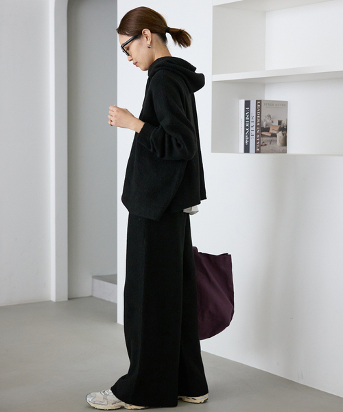 セットアップ対応可》エアリーワイドシルエットフーディー（ニット