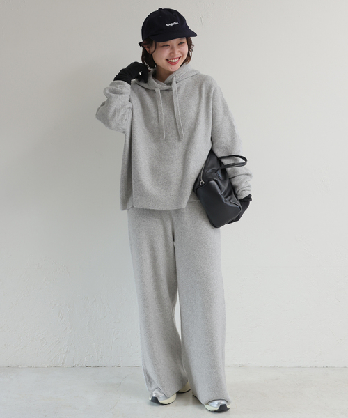 セットアップ対応可》エアリーワイドシルエットフーディー（ニット