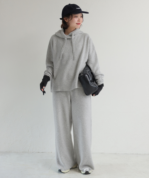 セットアップ対応可》エアリーワイドシルエットフーディー（ニット