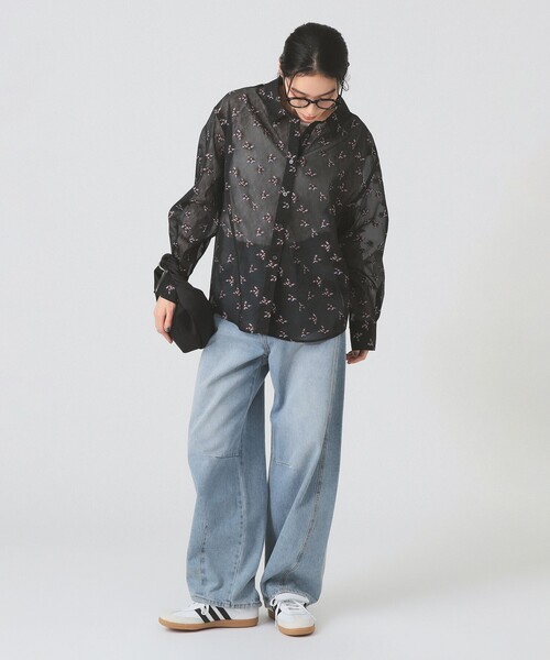Ray BEAMS(レイビームス)の「【4/2値下げ】シアー フラワー ジャカード シャツ(シャツ/ブラウス・レディース・ダークブラウン/ブラック・ONE SIZE)」の18枚目の写真