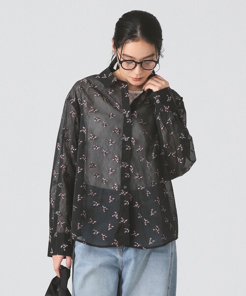 Ray BEAMS(レイビームス)の「【4/2値下げ】シアー フラワー ジャカード シャツ(シャツ/ブラウス・レディース・ダークブラウン/ブラック・ONE SIZE)」の21枚目の写真