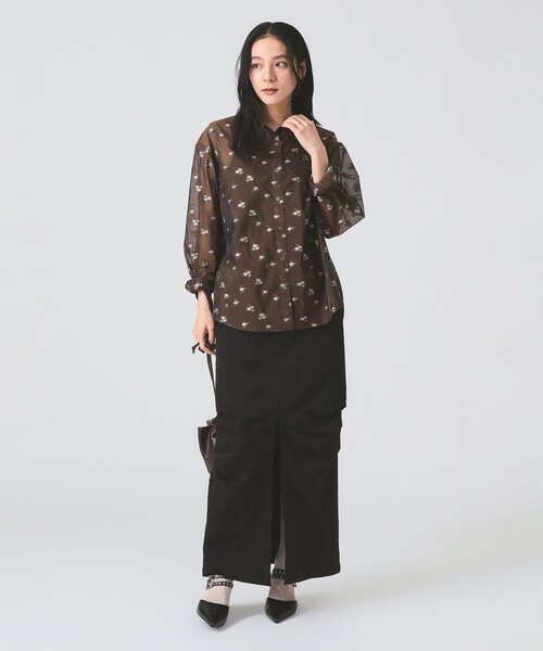 Ray BEAMS(レイビームス)の「【4/2値下げ】シアー フラワー ジャカード シャツ(シャツ/ブラウス・レディース・ダークブラウン/ブラック・ONE SIZE)」の22枚目の写真