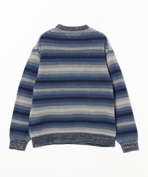 BEAMS（ビームス）の「グラデーションボーダー メッシュ クルーネック【ワイドフィット】（ニット/セーター・メンズ・ブラック/ブルー・L/M/XL/S）」の9枚目の写真