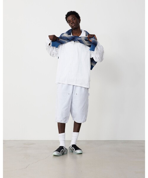 BEAMS（ビームス）の「グラデーションボーダー メッシュ クルーネック【ワイドフィット】（ニット/セーター・メンズ・ブラック/ブルー・L/M/XL/S）」の12枚目の写真
