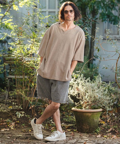 CAMBIO（カンビオ）の「mt10156- キーネックパイルカットソー 半袖カットソー(CMB-R0203)（Tシャツ/カットソー・メンズ・ベージュ/グレー/ホワイト/ブラック・L/M/S）」の12枚目の写真