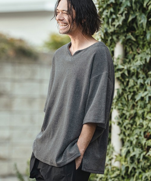 CAMBIO（カンビオ）の「mt10156- キーネックパイルカットソー 半袖カットソー(CMB-R0203)（Tシャツ/カットソー・メンズ・ベージュ/グレー/ホワイト/ブラック・L/M/S）」の14枚目の写真