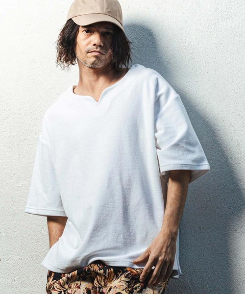 CAMBIO（カンビオ）の「mt10156- キーネックパイルカットソー 半袖カットソー(CMB-R0203)（Tシャツ/カットソー・メンズ・ベージュ/グレー/ホワイト/ブラック・L/M/S）」の18枚目の写真