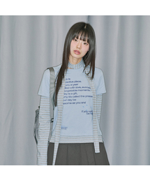 ODD STUDIO | レイヤードストライプマフラーセットロングスリーブ - スカイブルー(Tシャツ/カットソー)
