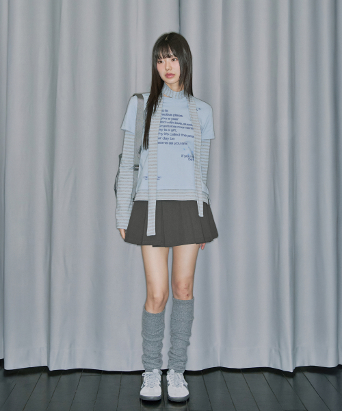 ODD STUDIO（オッドスタジオ）の「レイヤードストライプマフラーセットロングスリーブ - スカイブルー（Tシャツ/カットソー・レディース・スカイブルー・ONE）」の3枚目の写真