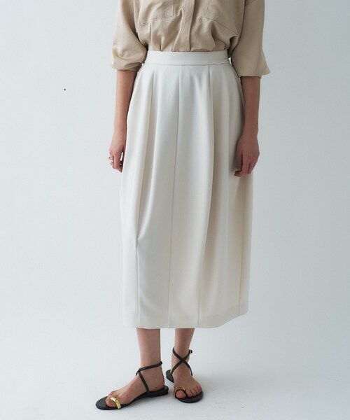 cloenc（クロエンス）の「【セットアップ／オケージョン／マシンウォッシュ】コクーンツイルスカート（スカート・レディース・ネイビー/オフホワイト/ブラック・01/02/03）」の2枚目の写真
