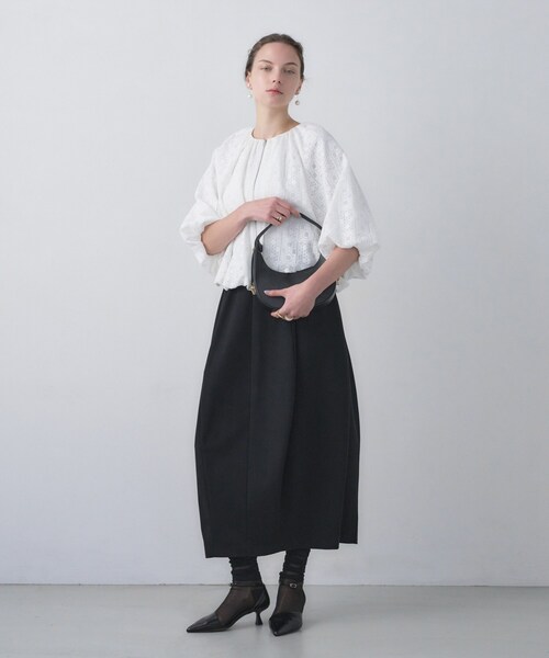 cloenc（クロエンス）の「【セットアップ／オケージョン／マシンウォッシュ】コクーンツイルスカート（スカート・レディース・ネイビー/オフホワイト/ブラック・01/02/03）」の18枚目の写真