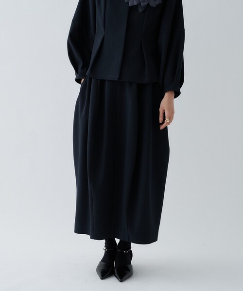 cloenc（クロエンス）の「【セットアップ／オケージョン／マシンウォッシュ】コクーンツイルスカート（スカート・レディース・ネイビー/オフホワイト/ブラック・01/02/03）」の6枚目の写真