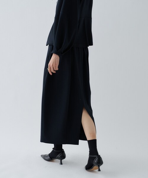 cloenc（クロエンス）の「【セットアップ／オケージョン／マシンウォッシュ】コクーンツイルスカート（スカート・レディース・ネイビー/オフホワイト/ブラック・01/02/03）」の8枚目の写真