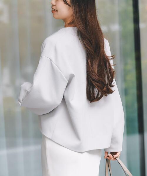 URBAN RESEARCH ROSSO WOMEN（アーバンリサーチ　ロッソ）の「ストレッチジョーゼットブルゾン（ブルゾン・レディース・グレー系その他/ネイビー・FREE）」の12枚目の写真