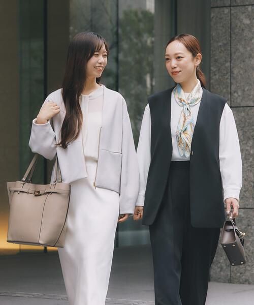 URBAN RESEARCH ROSSO WOMEN（アーバンリサーチ　ロッソ）の「ストレッチジョーゼットブルゾン（ブルゾン・レディース・グレー系その他/ネイビー・FREE）」の14枚目の写真