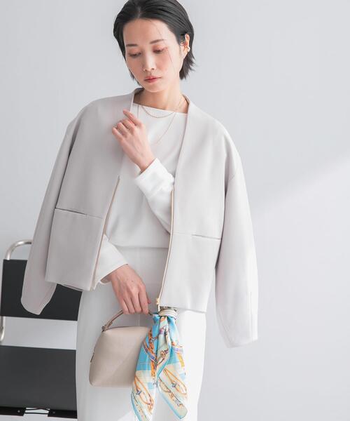 URBAN RESEARCH ROSSO WOMEN（アーバンリサーチ　ロッソ）の「ストレッチジョーゼットブルゾン（ブルゾン・レディース・グレー系その他/ネイビー・FREE）」の15枚目の写真