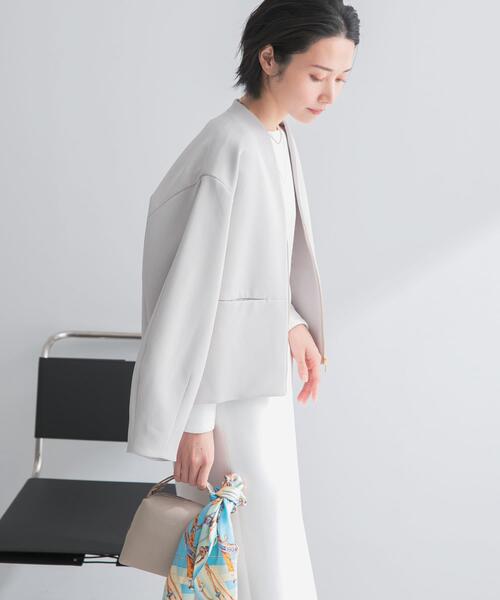 URBAN RESEARCH ROSSO WOMEN（アーバンリサーチ　ロッソ）の「ストレッチジョーゼットブルゾン（ブルゾン・レディース・グレー系その他/ネイビー・FREE）」の16枚目の写真