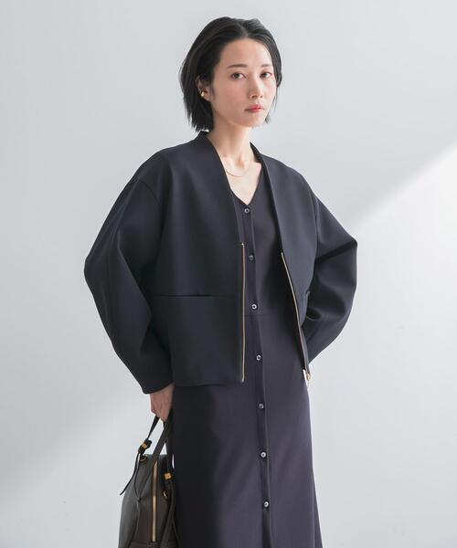 URBAN RESEARCH ROSSO WOMEN（アーバンリサーチ　ロッソ）の「ストレッチジョーゼットブルゾン（ブルゾン・レディース・グレー系その他/ネイビー・FREE）」の21枚目の写真