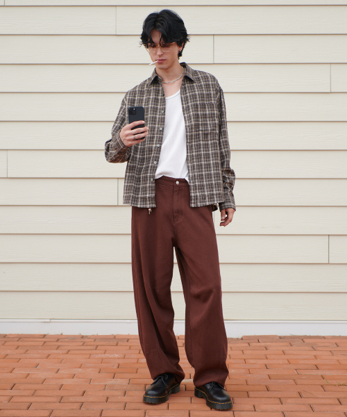 MIDSUN(ミッドサン)の「Nest Check Shirt-Brown(シャツ/ブラウス・レディース・ブラウン・M/L)」の2枚目の写真