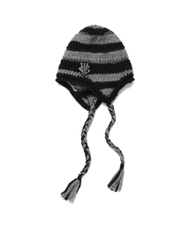Cavish（カビシ）の「STRIPED EAR FLAP BEANIE BLACK(CV2EFUAB33A)（ニットキャップ/ビーニー）」