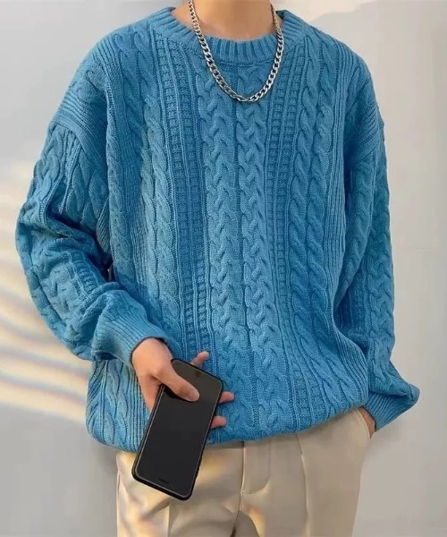 セール】オーバーサイズ ケーブル ニット プルオーバー（ニット
