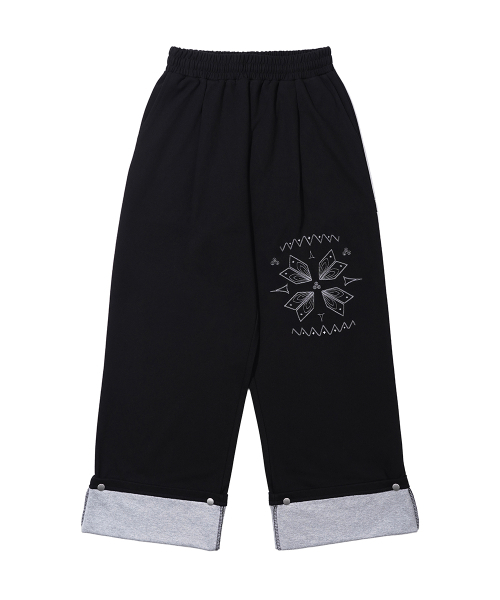 GAKKAI UNIONS(ガッカイユニオンズ)の「ワンタッククリスタルロールアップスウェットパンツブラック(その他パンツ・メンズ・その他・S/M/L)」の4枚目の写真